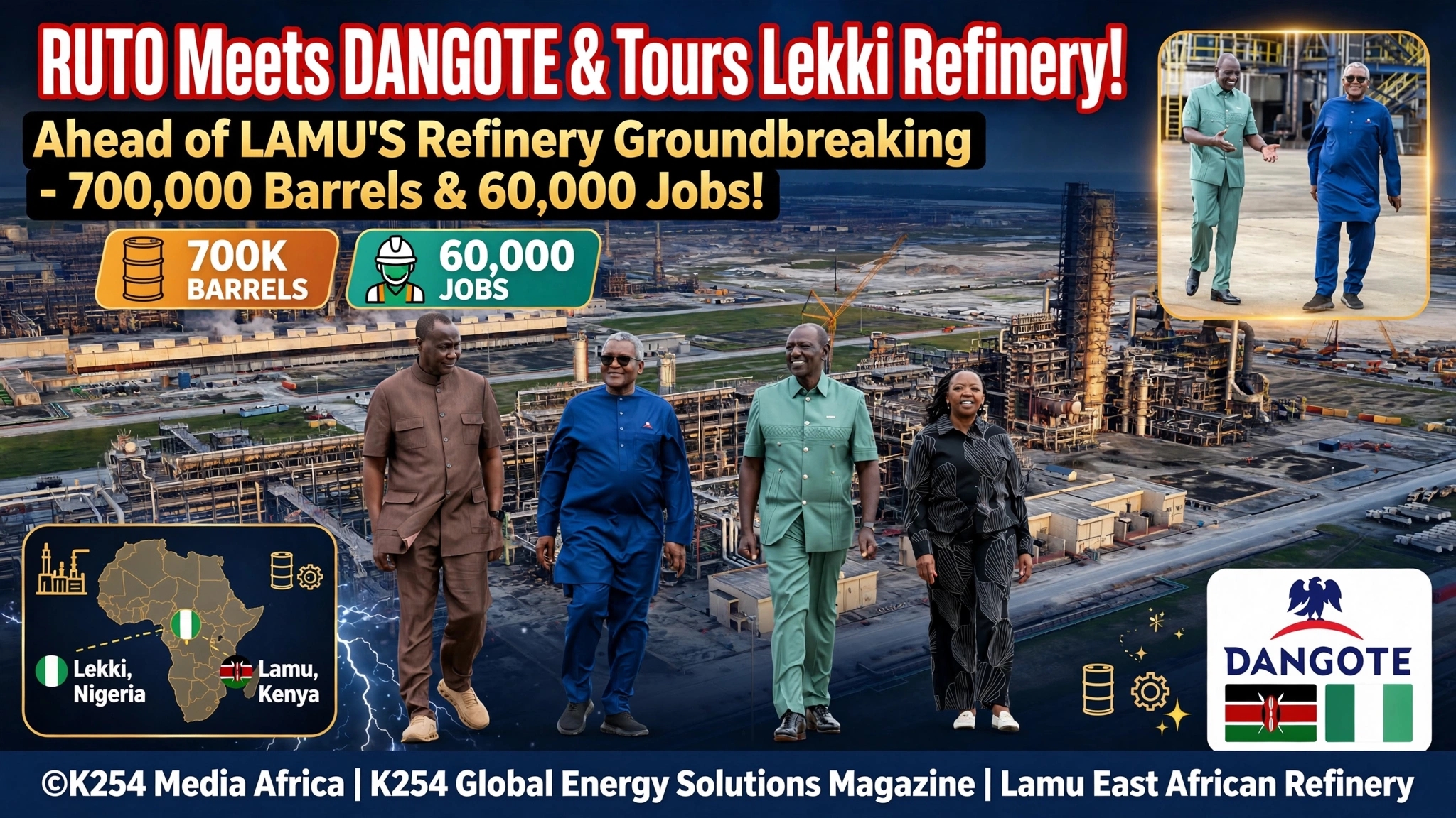 Kenya's President RUTO Meets DANGOTE & Tours Dangote Refinery in Lekki, Nigeria Ahead of LAMU'S Oil Refinery Groundbreaking on 30th September 2026 in Lamu,Kenya - To Generate 700,000 Barrels & 60,000 Jobs!