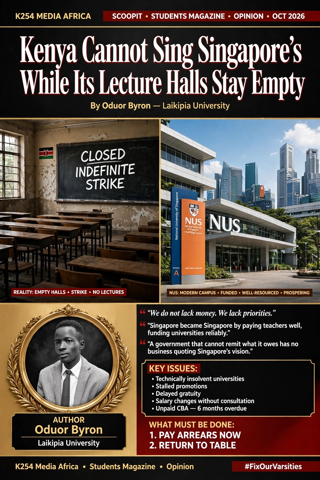 OPINION | Kenya Cannot Sing Singapore's Praises While Its Lecture Halls Stay Empty
